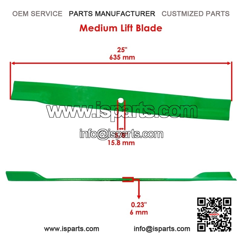 25" x 5/8" Circle Hole Medium-Lift Blade ?C Fits 60" & 72" Decks ?C Compatible with Husqvarna & RedMax - Image 2