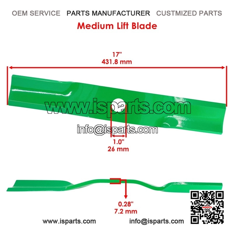 890-326C 890-322C Medium Lift Blades for Land Pride Mowers - 16-7/8-Inch Cutting Width - Image 2