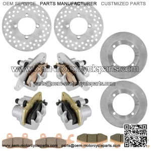 For Yamaha Rhino 700 YXR700 4X4 08-13 Front Rear Brake Caliper Disc Rotor With Pad