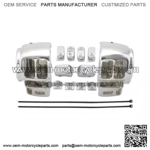 Chrome Hand Control Switch Housing Cover & 10x Button Cap ?C for Harley Touring 96-13