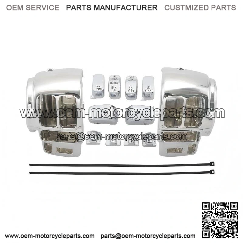 Chrome Hand Control Switch Housing Cover & 10x Button Cap ?C for Harley Touring 96-13