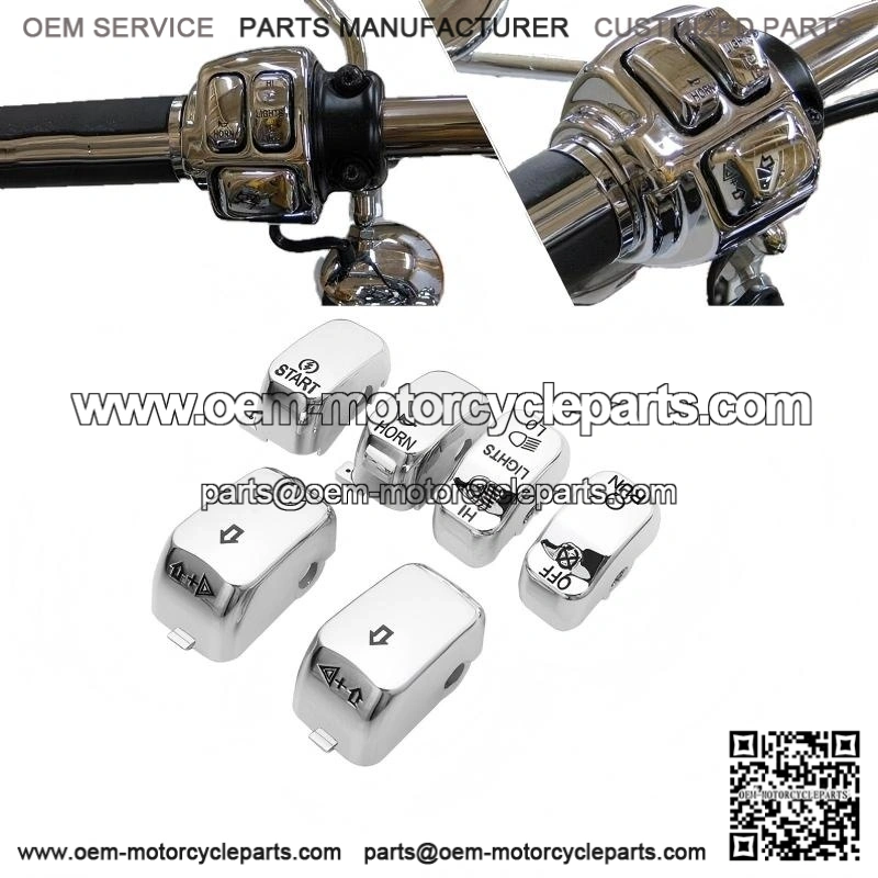 Chrome Hand Control Switch Cap Button Kit ?C 6pcs for Harley Softail Sportster Dyna