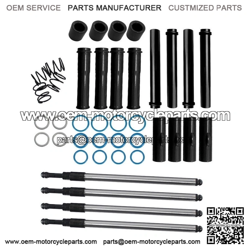 Adjustable Pushrods & Black Push Rod Covers Kit ?C for Harley Twin Cam 99-17