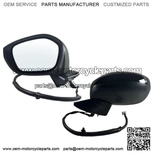 Left Driver Side Mirror Fits 2022-2026 Honda Civic Sedan/Hatchback, Power Glass, Manual Folding, Match to Crystal Black Pearl, Replace HO1320350 (3 Pins)