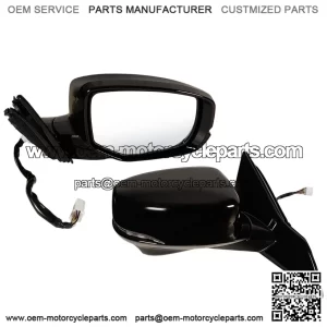 Right Passenger Side Mirror Fits 2013-2017 Honda Accord, Power Glass, Heated, Turn Signals and Camera, Match Black, Replace 76200T2GA42ZC (12 Pins)