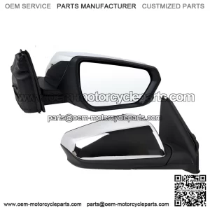 Right Passenger Side Mirror Compatible With 2018-2024 Chevy Equinox, Manual Folding, Power Glass, Heated, Chrome, Replace # 84225383 (5 Pins)