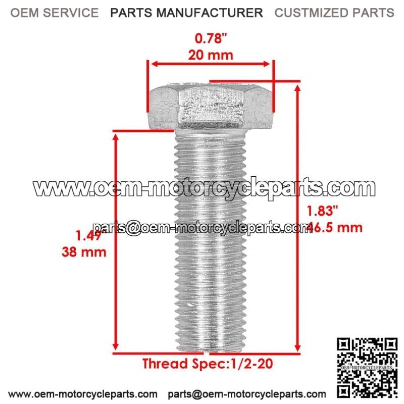 Dixie Chopper 1/2-20 x 1 1/2 Spindle Blade Hex Bolts B-349 & W-201 - Image 2