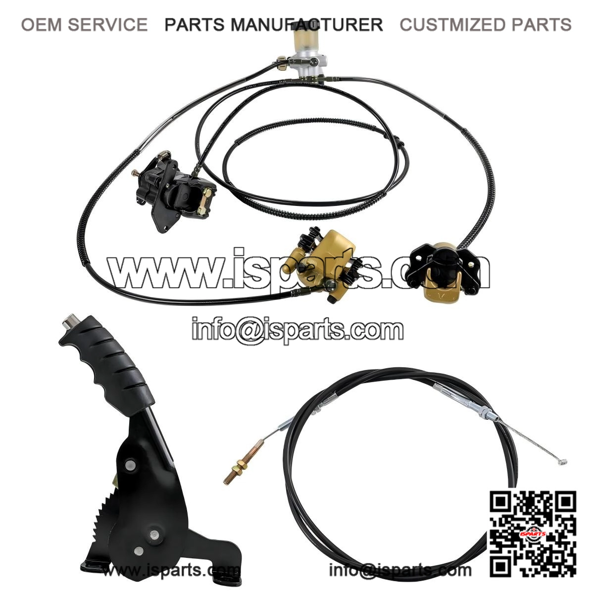 Hydraulic Brake Caliper with Hand Brake Lever and Cable, for Go Karts, Golf Carts, ATVs, and Buggies.