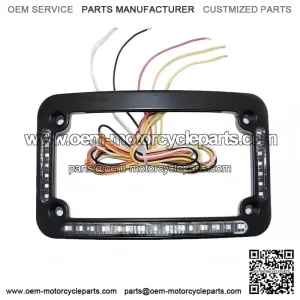Dual LED Curved License Plate Frame ?C with Brake or Turns ?C Black Finish for Motorcycle