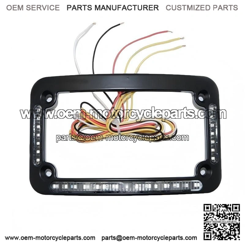 Dual LED Curved License Plate Frame ?C with Brake or Turns ?C Black Finish for Motorcycle
