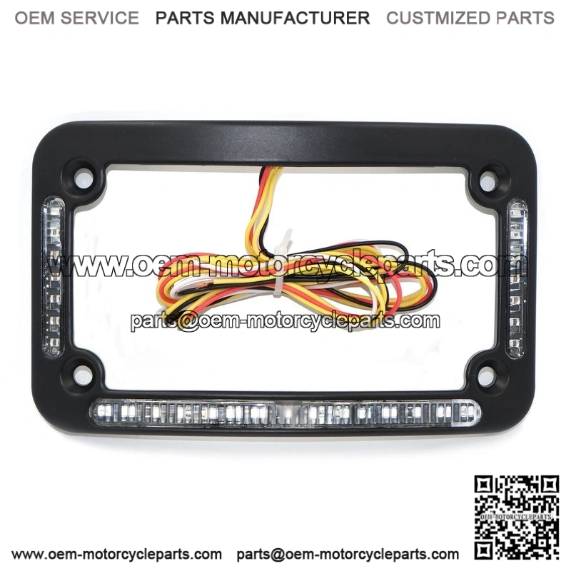 Dual LED Curved License Plate Frame ?C with Brake or Turns ?C Black Finish for Motorcycle - Image 2