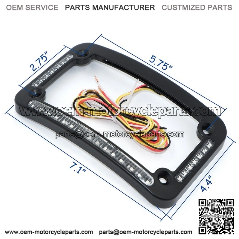 Dual LED Curved License Plate Frame ?C with Brake or Turns ?C Black Finish for Motorcycle - Image 3