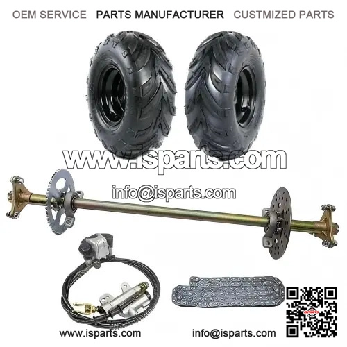 29" Inch Rear Live Axle Kit for Go Karts, includes 6" Wheels, Brake, and Chain, suitable for ATV, Golf, UTV, and Mini Bikes.