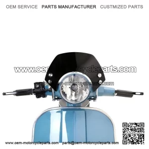 SMALL BLACK FLYSCREEN WITH CHROME BRACKETS ?C For Vespa PX, LML, Star