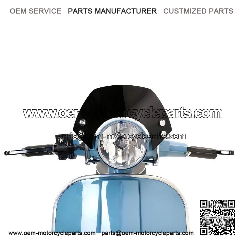 SMALL BLACK FLYSCREEN WITH CHROME BRACKETS ?C For Vespa PX, LML, Star