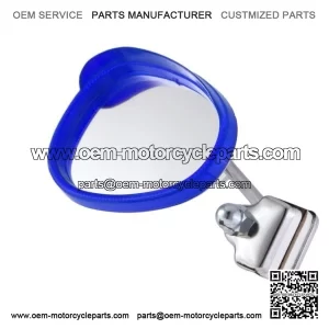 Left Blue & White Clamp-On Legshield Mirror for VESPA PX, VBB, Super, Rally & Sprint.