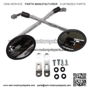 Chrome Headset Mirrors (Left & Right) with Brackets for VESPA PX 125, P200E & PX150.